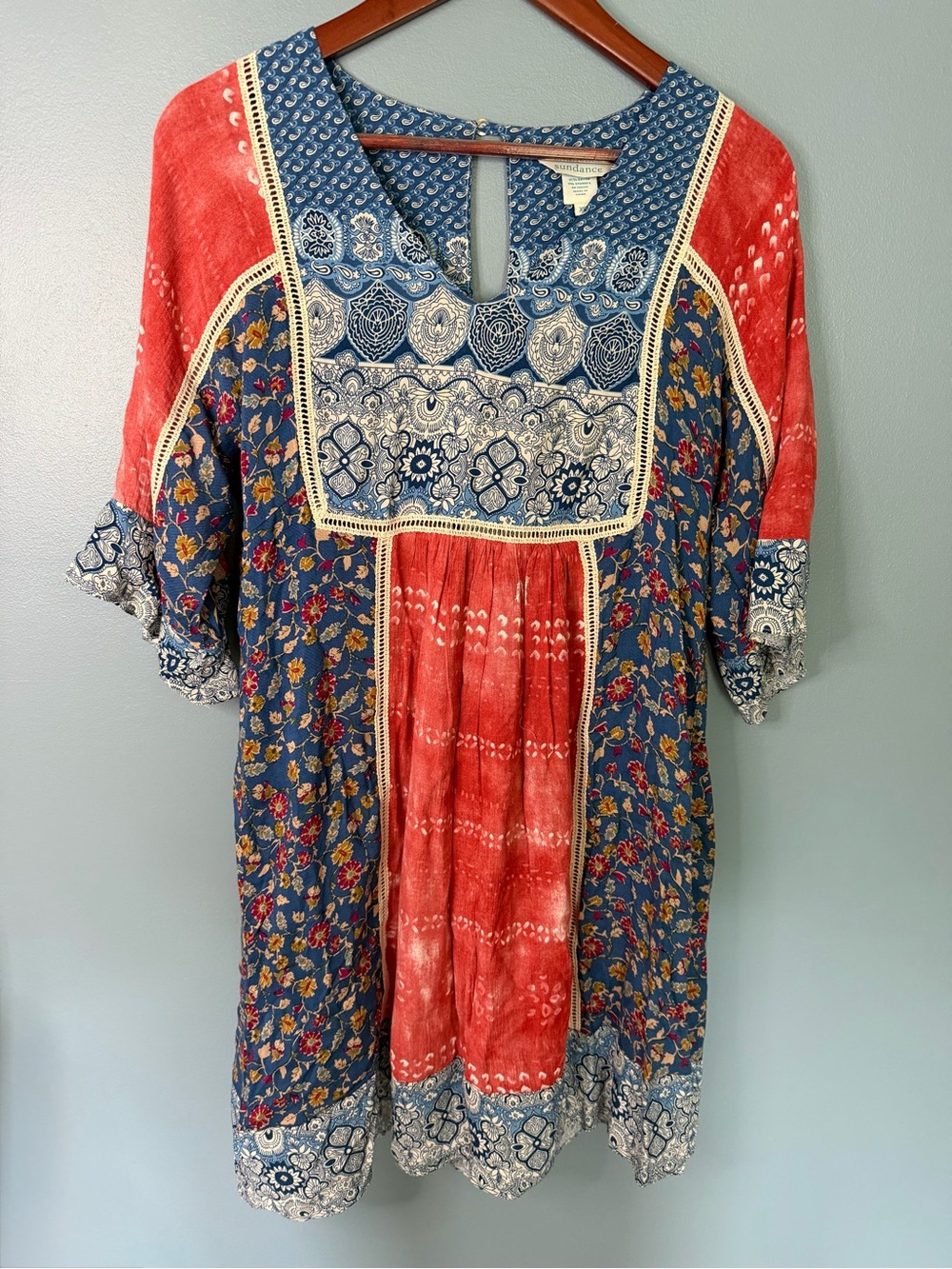 Sundance Mixed Print Floral Boho Cottagecore Dress | Size XS